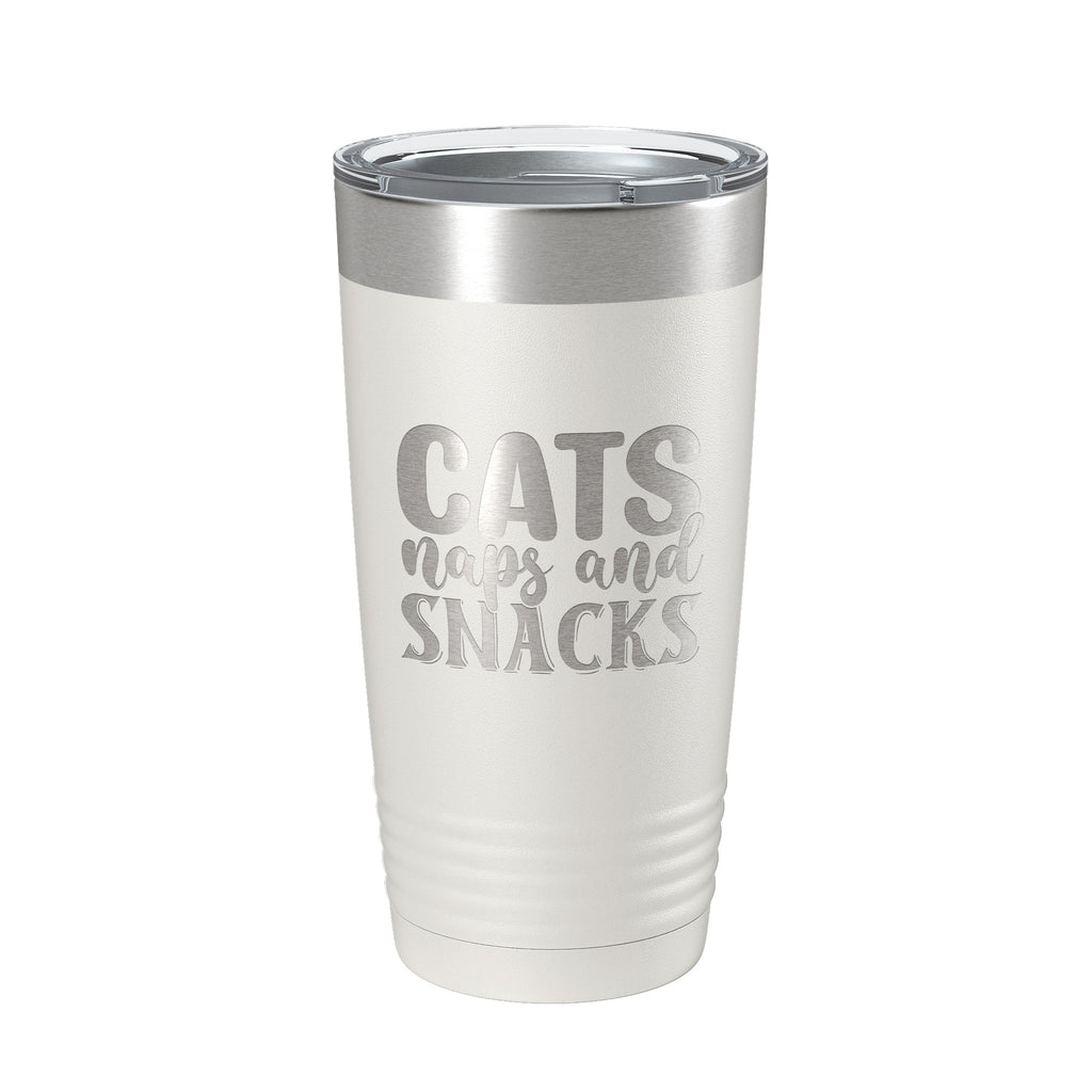 Cats Naps And Snacks Tumbler Travel Mug Funny Cat Lover Gift Insulated Laser Engraved Coffee Cup 20 oz