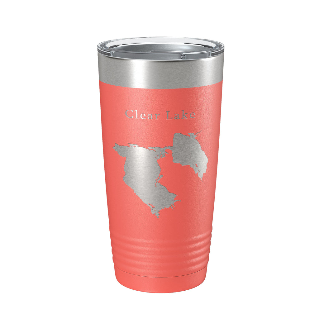 Clear Lake Reservoir Map Tumbler Travel Mug Insulated Laser Engraved Coffee Cup California 20 oz