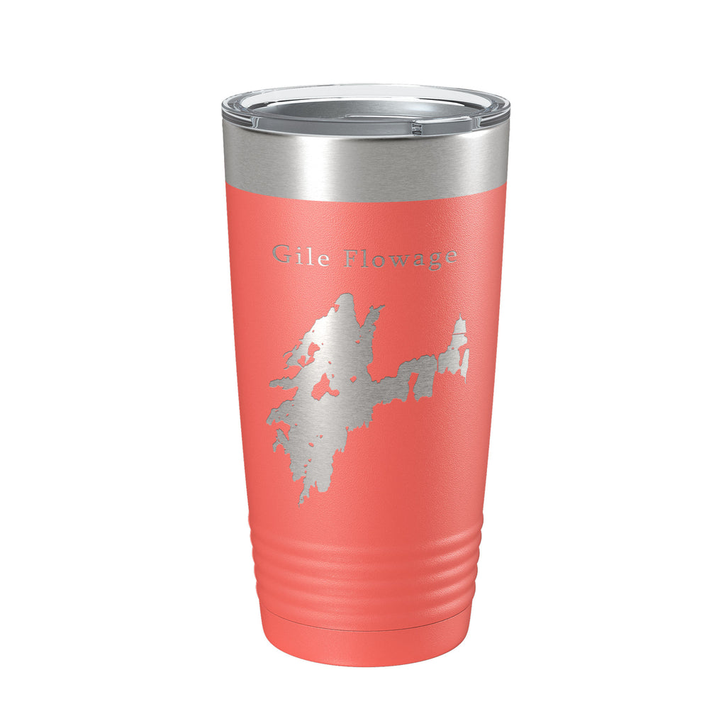 Gile Flowage Tumbler Lake Map Travel Mug Insulated Laser Engraved Coffee Cup Wisconsin 20 oz