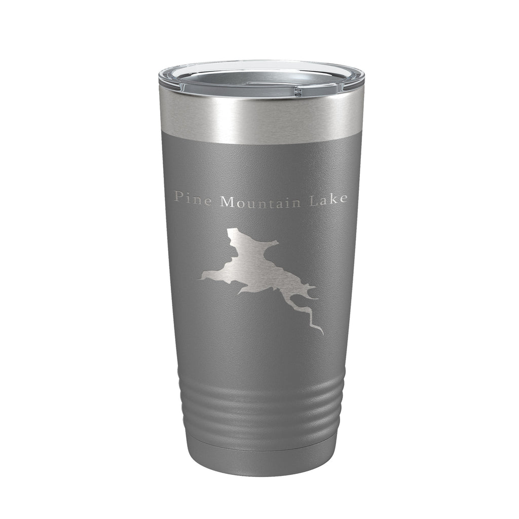 Pine Mountain Lake Map Tumbler Travel Mug Insulated Laser Engraved Coffee Cup California 20 oz