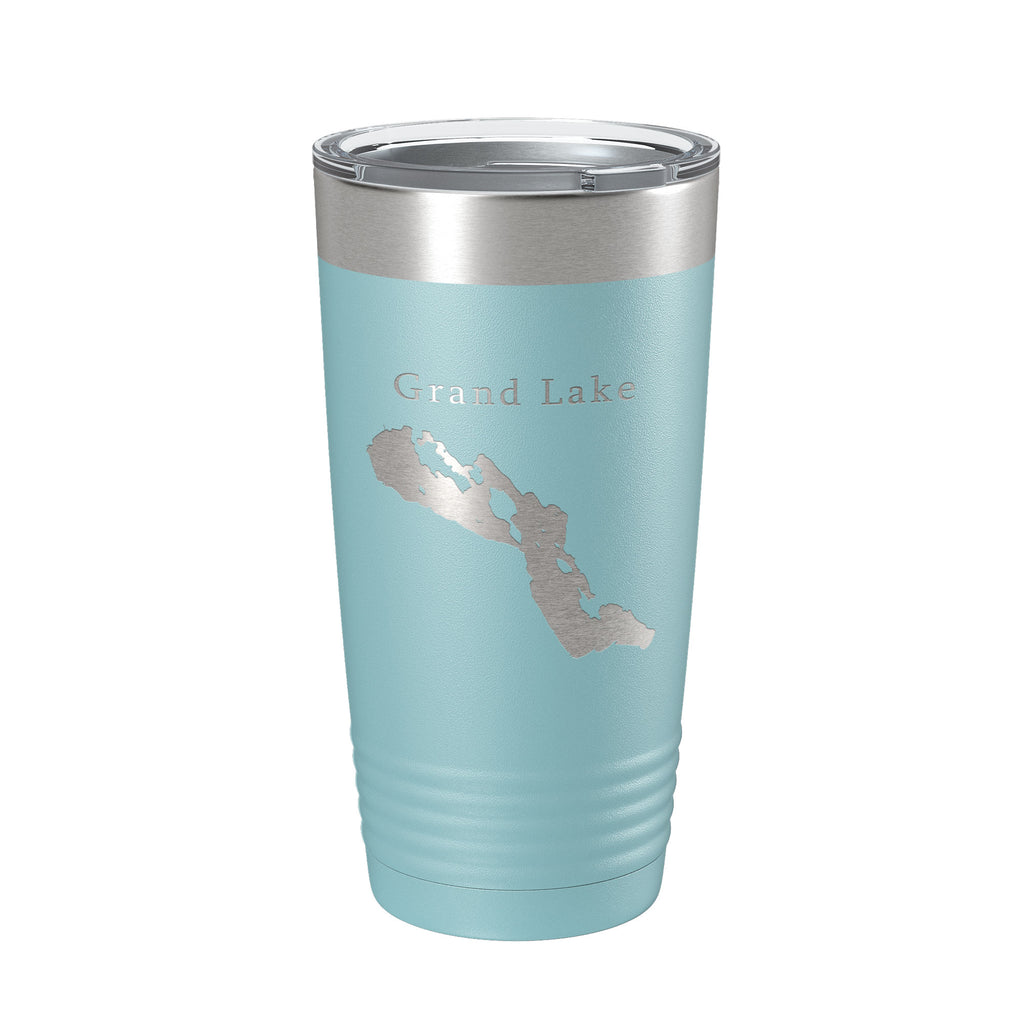 Grand Lake Map Tumbler Travel Mug Insulated Laser Engraved Coffee Cup Michigan 20 oz