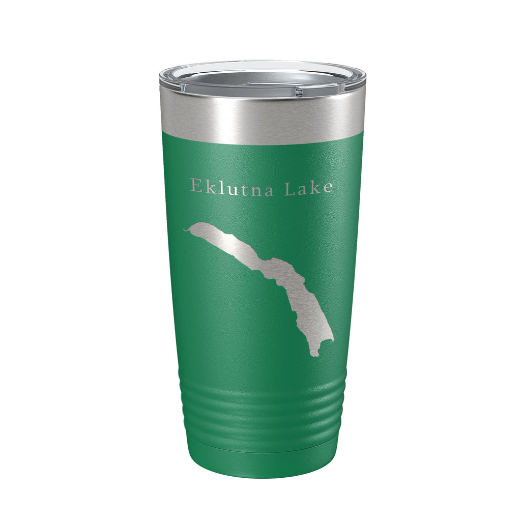 Eklutna Lake Map Tumbler Travel Mug Insulated Laser Engraved Coffee Cup Alaska 20 oz