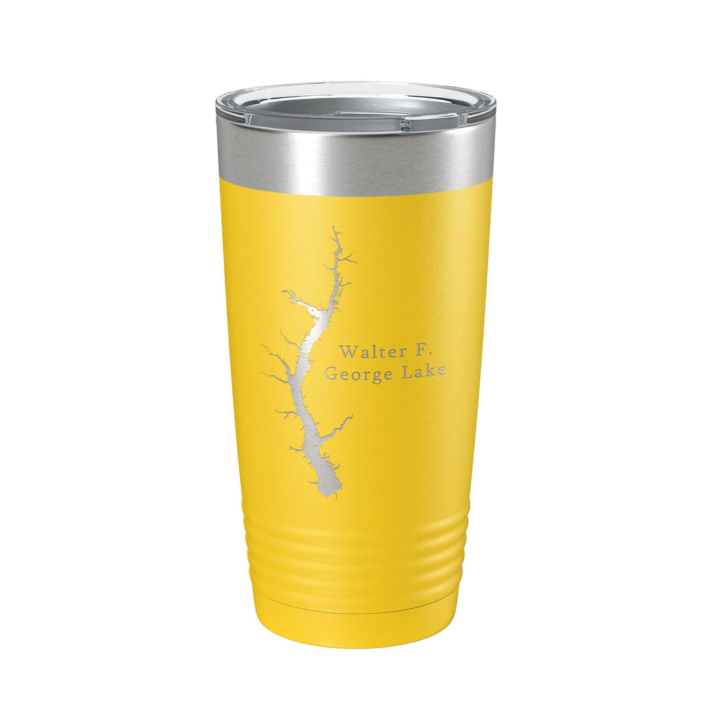 Walter F. George Lake Map Tumbler Travel Mug Insulated Laser Engraved Coffee Cup Alabama Georgia 20 oz