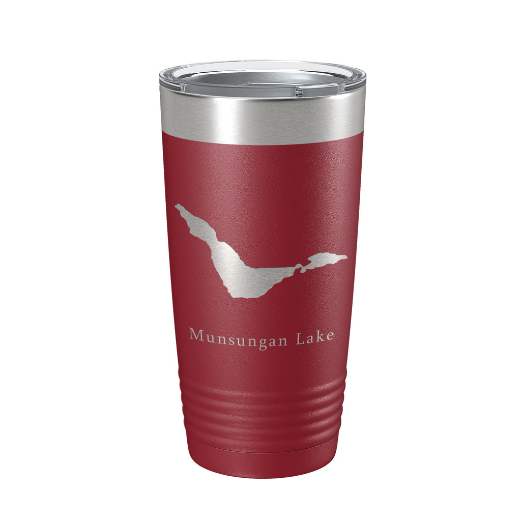 Munsungan Lake Map Tumbler Travel Mug Insulated Laser Engraved Coffee Cup Maine 20 oz