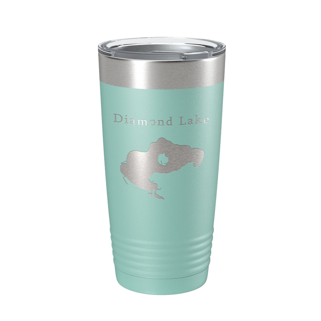 Diamond Lake Map Tumbler Travel Mug Insulated Laser Engraved Coffee Cup Michigan 20 oz