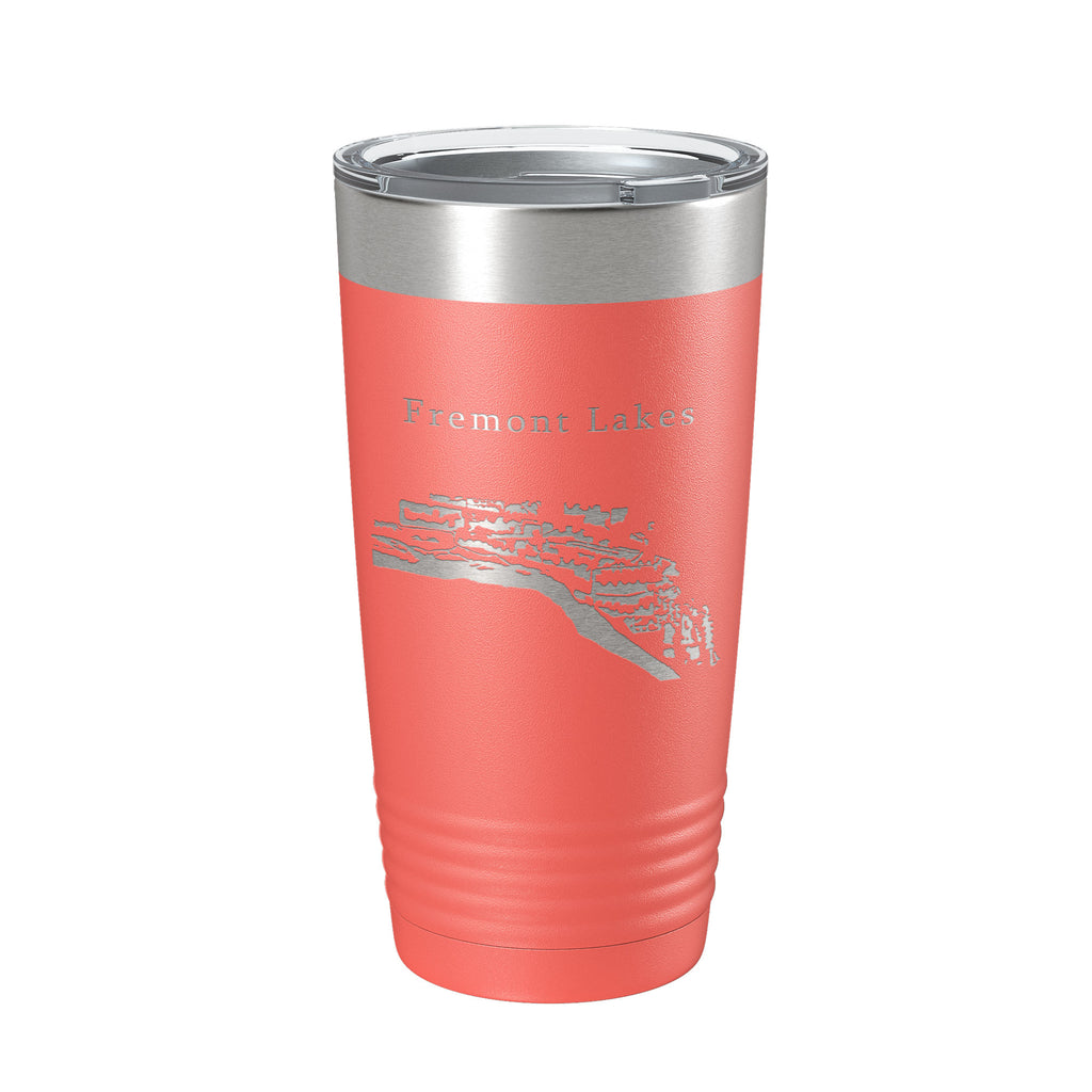 Fremont Lakes Map Tumbler Travel Mug Insulated Laser Engraved Coffee Cup Platte River Nebraska 20 oz