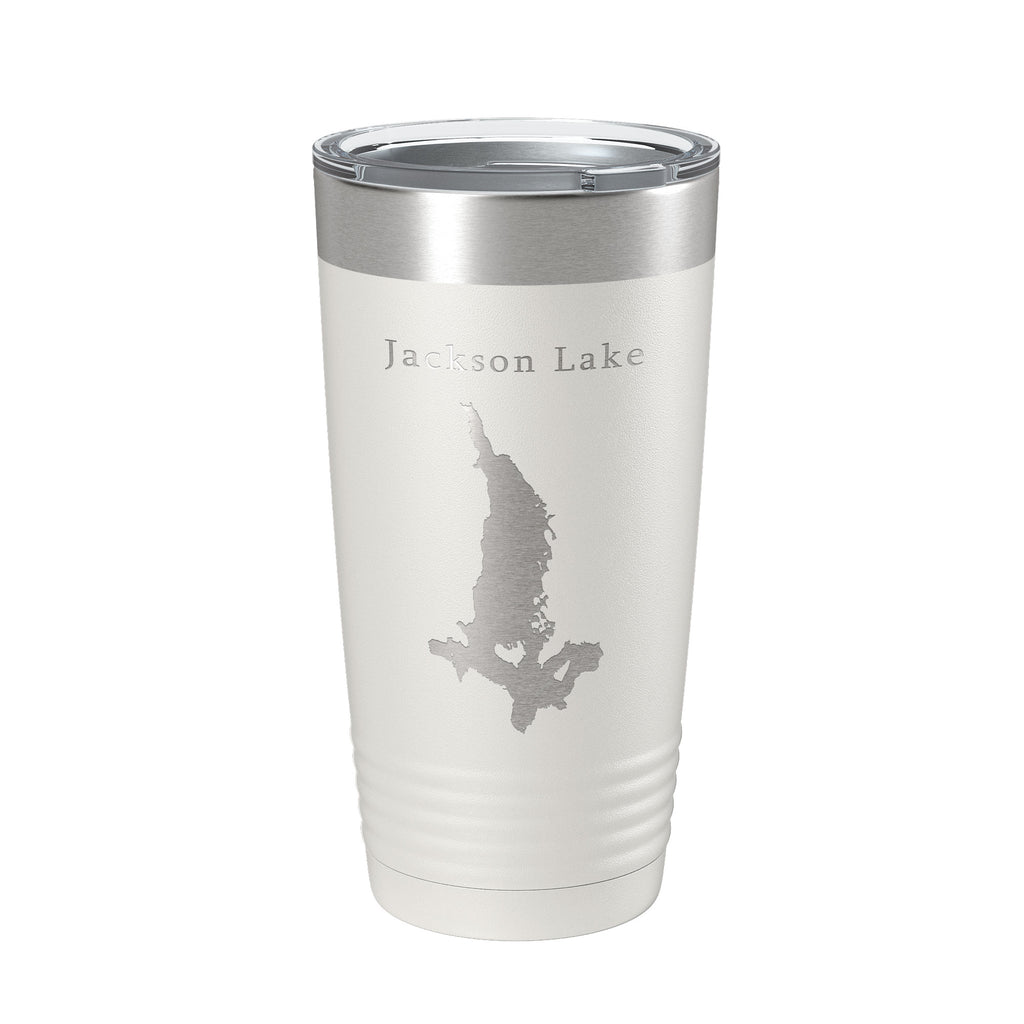 Jackson Lake Map Tumbler Travel Mug Insulated Laser Engraved Coffee Cup Grand Teton Wyoming 20 oz