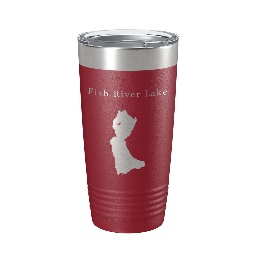 Fish River Lake Map Tumbler Travel Mug Insulated Laser Engraved Coffee Cup Maine 20 oz