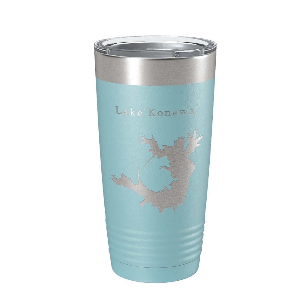 Lake Konawa Map Tumbler Travel Mug Insulated Laser Engraved Coffee Cup Oklahoma 20 oz