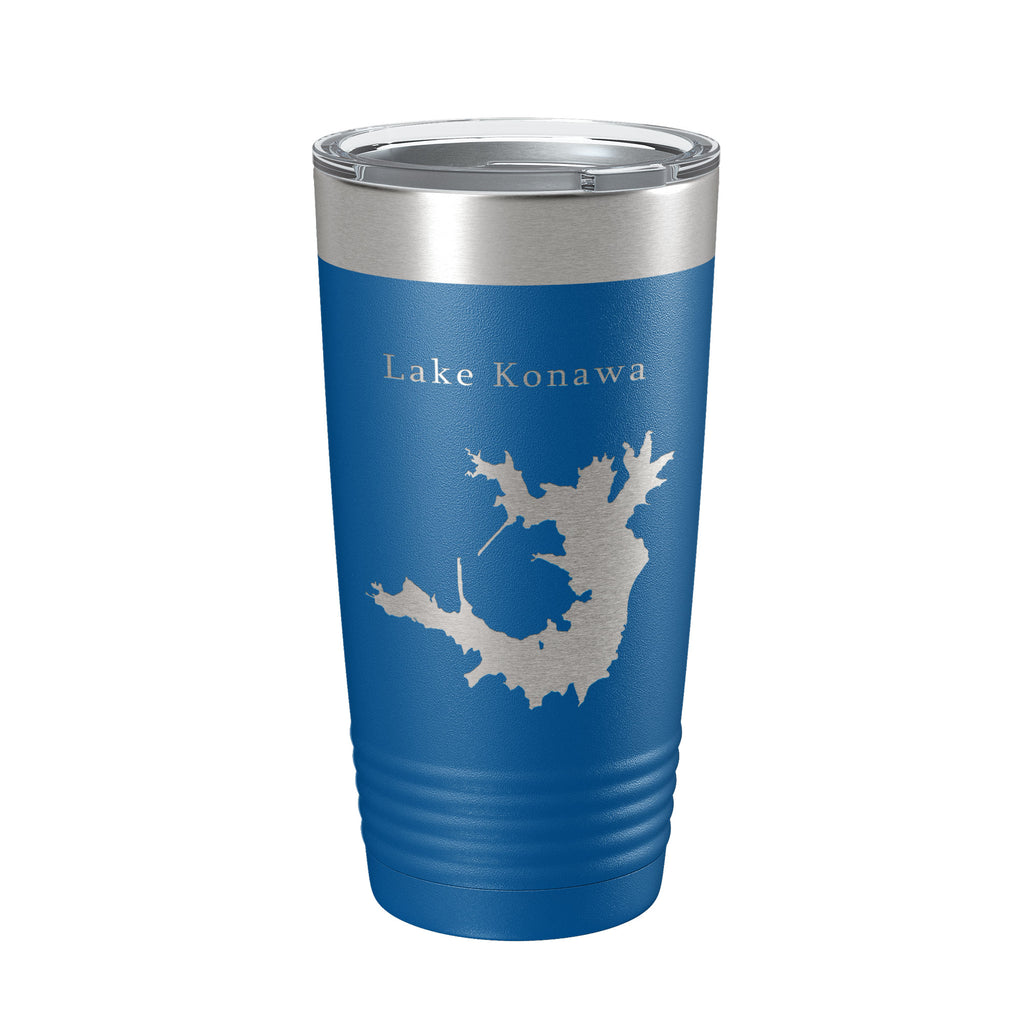 Lake Konawa Map Tumbler Travel Mug Insulated Laser Engraved Coffee Cup Oklahoma 20 oz