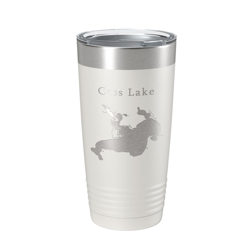 Cass Lake Map Tumbler Travel Mug Insulated Laser Engraved Coffee Cup Michigan 20 oz