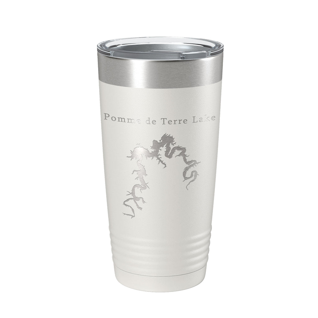 Pomme de Terre Lake Map Tumbler Travel Mug Insulated Laser Engraved Coffee Cup Missouri 20 oz