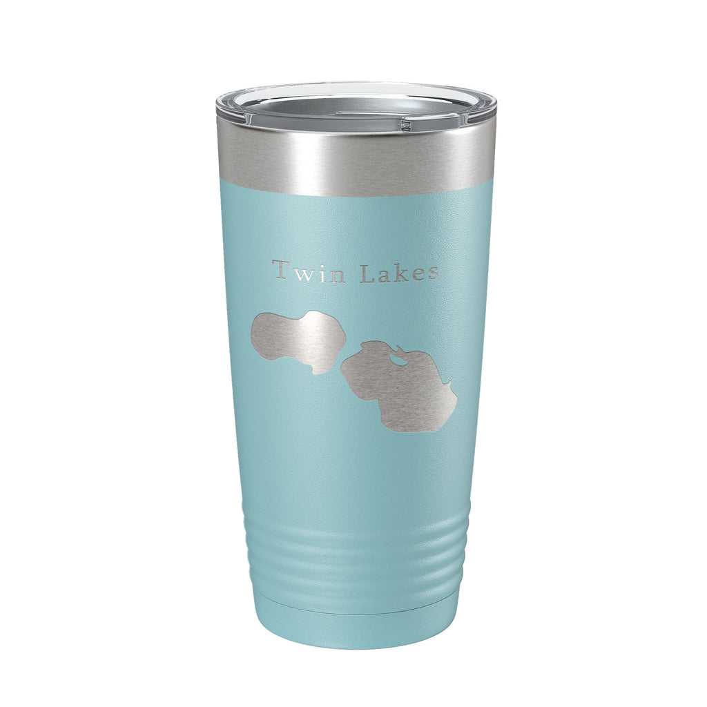 Twin Lakes Map Tumbler Travel Mug Insulated Laser Engraved Coffee Cup Muskegon County Michigan 20 oz