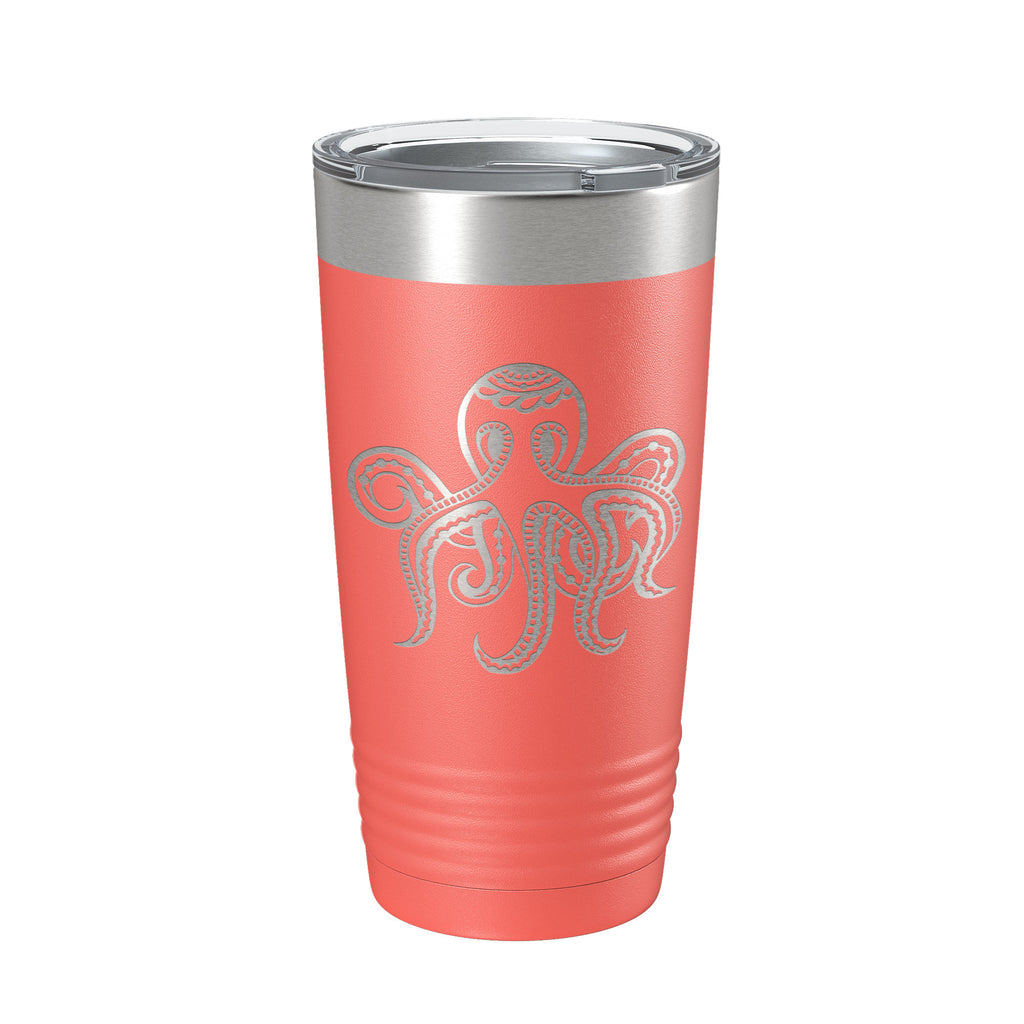 Octopus Tumbler Zentangle Travel Mug Insulated Laser Engraved Coffee Cup 20 oz