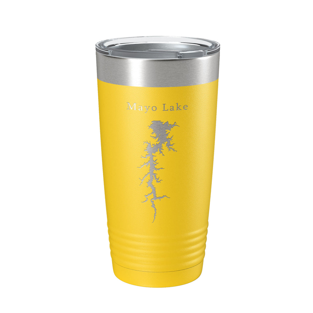 Mayo Lake Map Tumbler Travel Mug Insulated Laser Engraved Coffee Cup North Carolina 20 oz