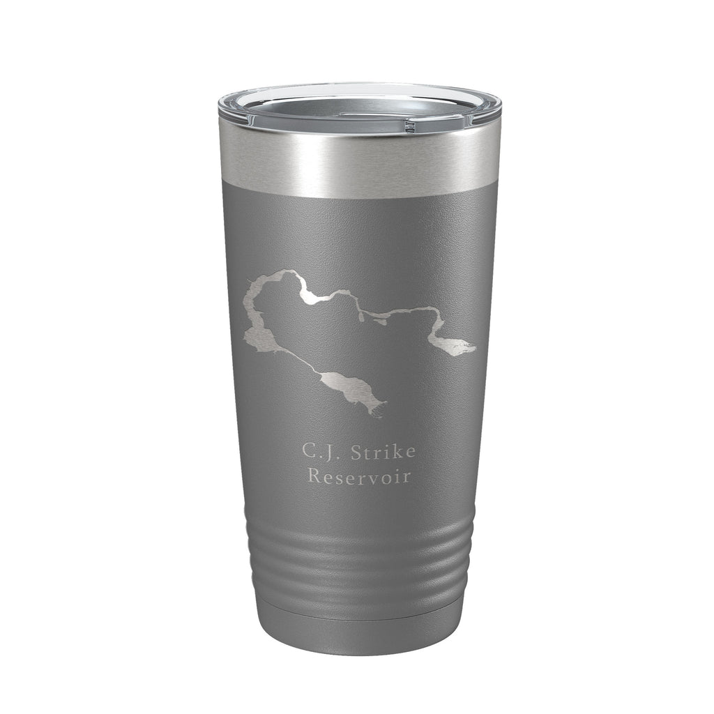 C. J. Strike Reservoir Tumbler Lake Map Travel Mug Insulated Laser Engraved Coffee Cup Snake River Boise Idaho 20 oz