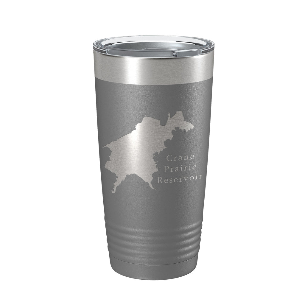 Crane Prairie Reservoir Tumbler Lake Map Travel Mug Insulated Laser Engraved Coffee Cup Oregon 20 oz