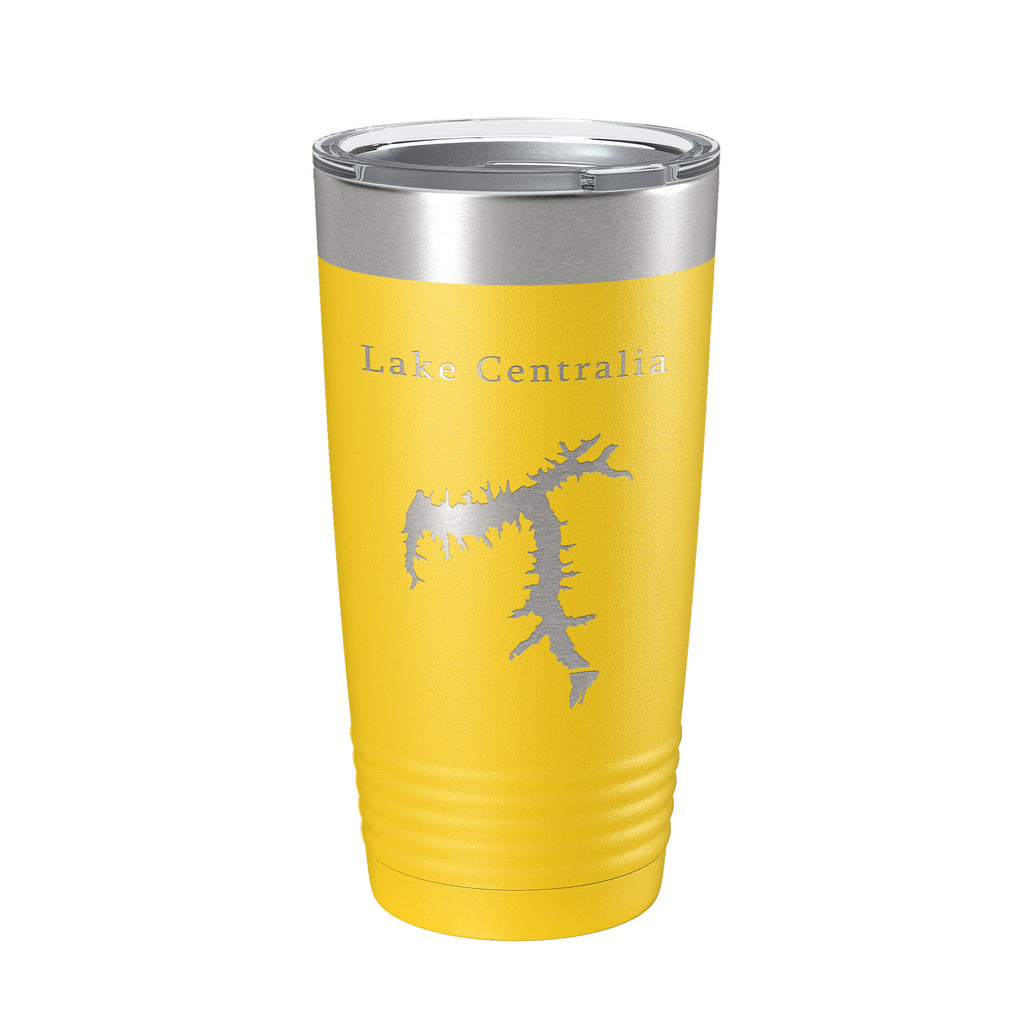 Lake Centralia Map Tumbler Travel Mug Insulated Laser Engraved Coffee Cup Illinois 20 oz