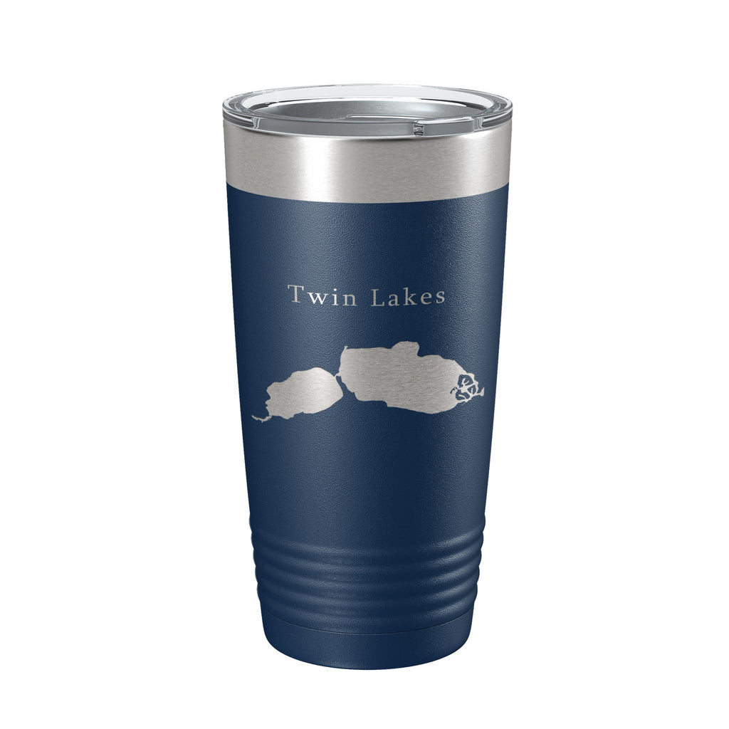 Twin Lakes Map Tumbler Travel Mug Insulated Laser Engraved Coffee Cup Colorado 20 oz