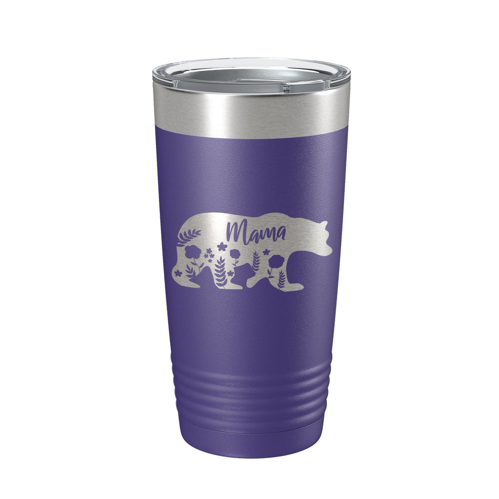 Mama Bear Tumbler Travel Mug Insulated Laser Engraved Coffee Cup Momma Mama Gift Mother's Day Floral 20 oz