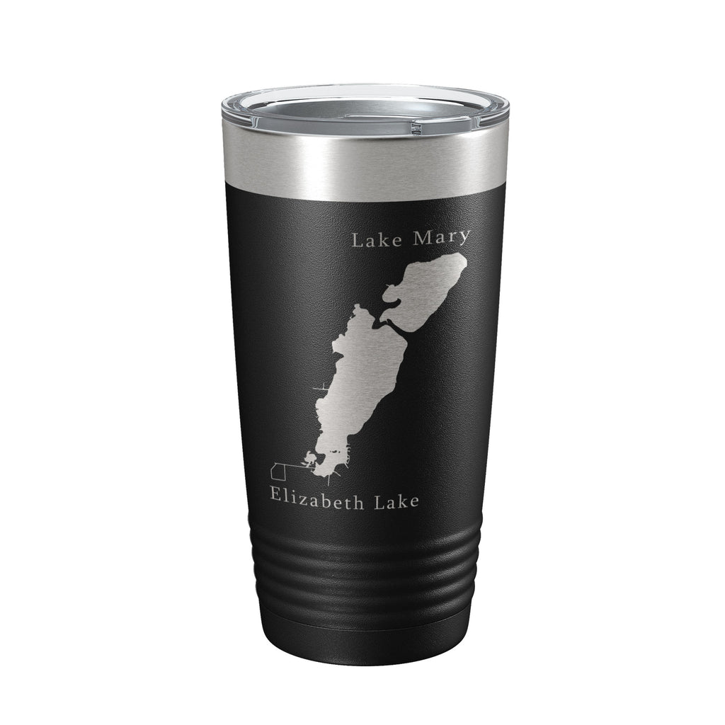 Lakes Mary & Elizabeth Map Tumbler Travel Mug Insulated Laser Engraved Coffee Cup Illinois Wisconsin 20 oz