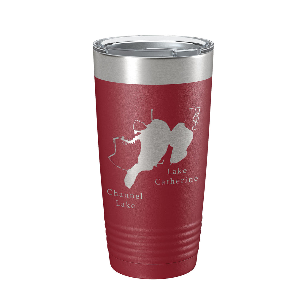 Channel Lake Catherine Lake Map Tumbler Travel Mug Insulated Laser Engraved Coffee Cup Illinois 20 oz