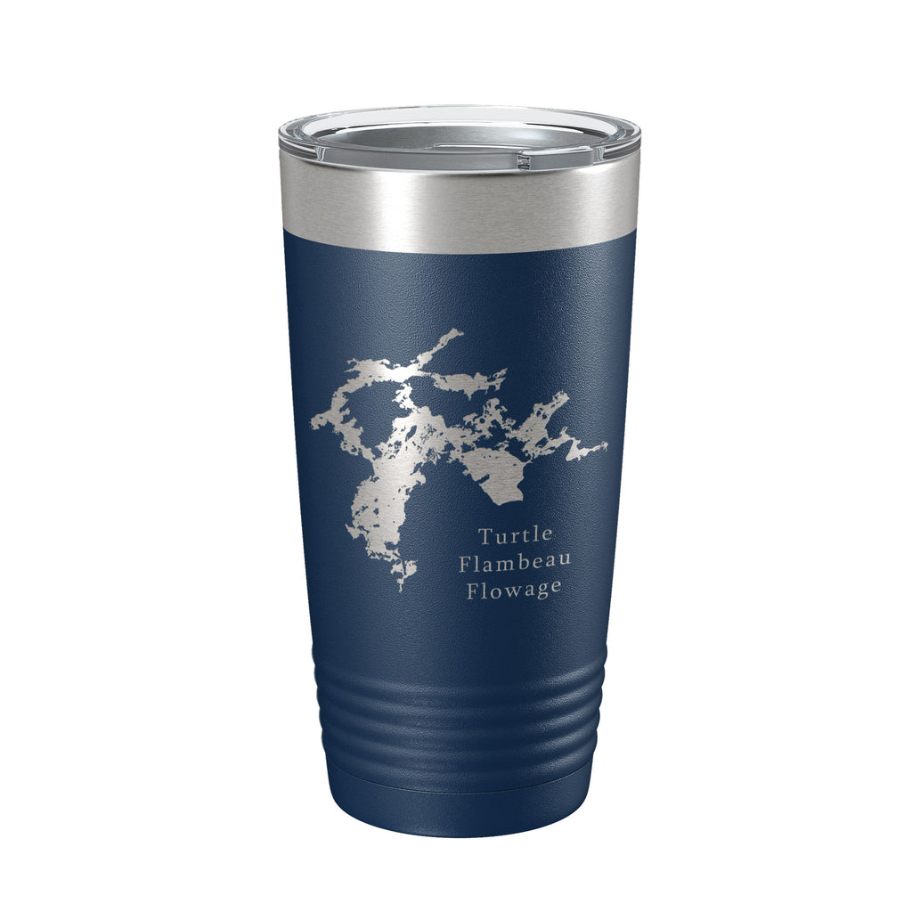 Turtle Flambeau Flowage Tumbler Lake Map Travel Mug Insulated Laser Engraved Coffee Cup Wisconsin 20 oz