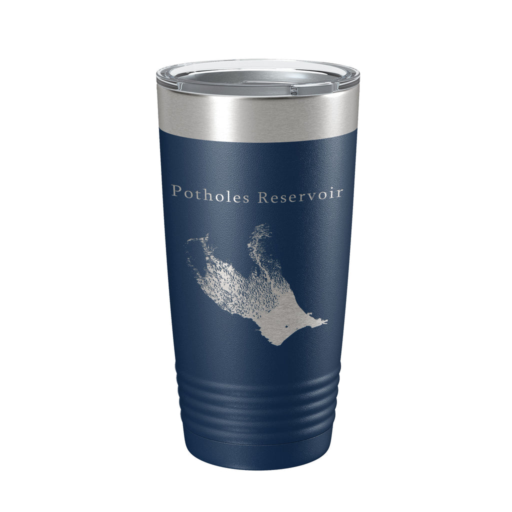 Potholes Reservoir Tumbler Lake Map Travel Mug Insulated Laser Engraved Coffee Cup Washington 20 oz