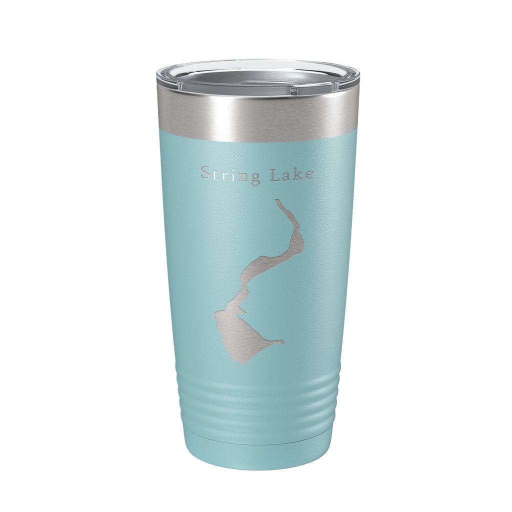 String Lake Map Tumbler Travel Mug Insulated Laser Engraved Coffee Cup Grand Teton Wyoming 20 oz