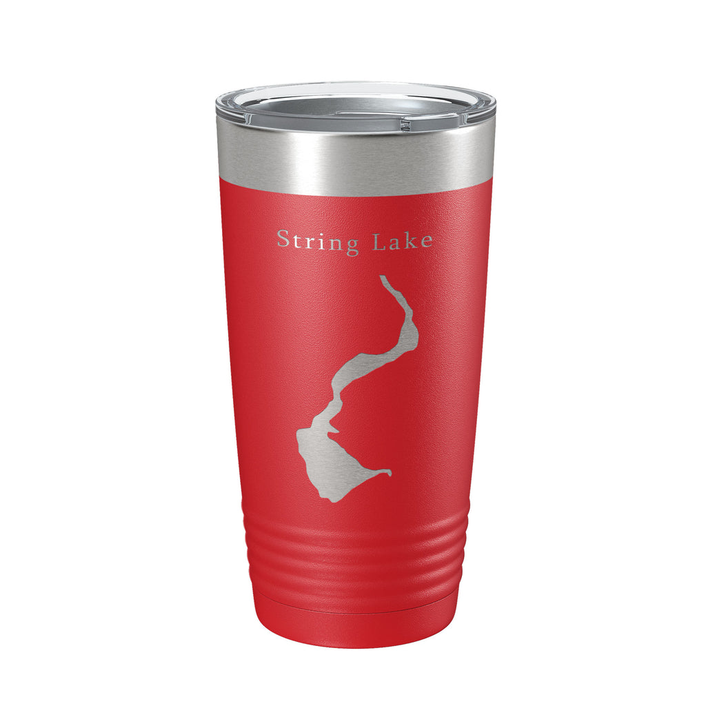 String Lake Map Tumbler Travel Mug Insulated Laser Engraved Coffee Cup Grand Teton Wyoming 20 oz