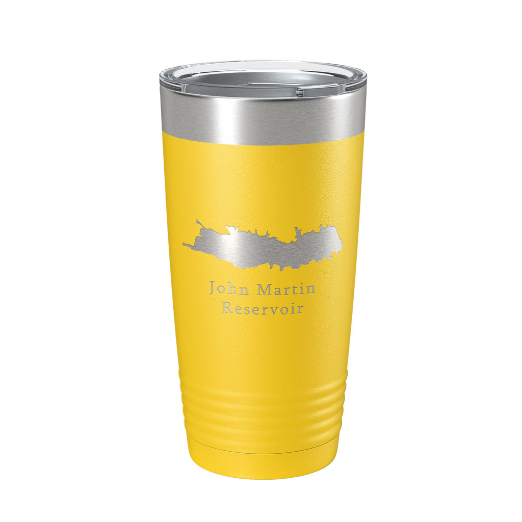 John Martin Reservoir Tumbler Lake Map Travel Mug Insulated Laser Engraved Coffee Cup Colorado 20 oz