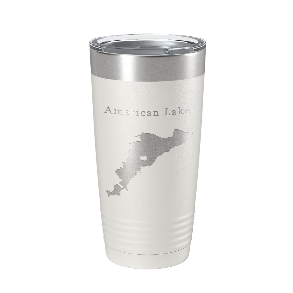 American Lake Map Tumbler Travel Mug Insulated Laser Engraved Coffee Cup Washington 20 oz