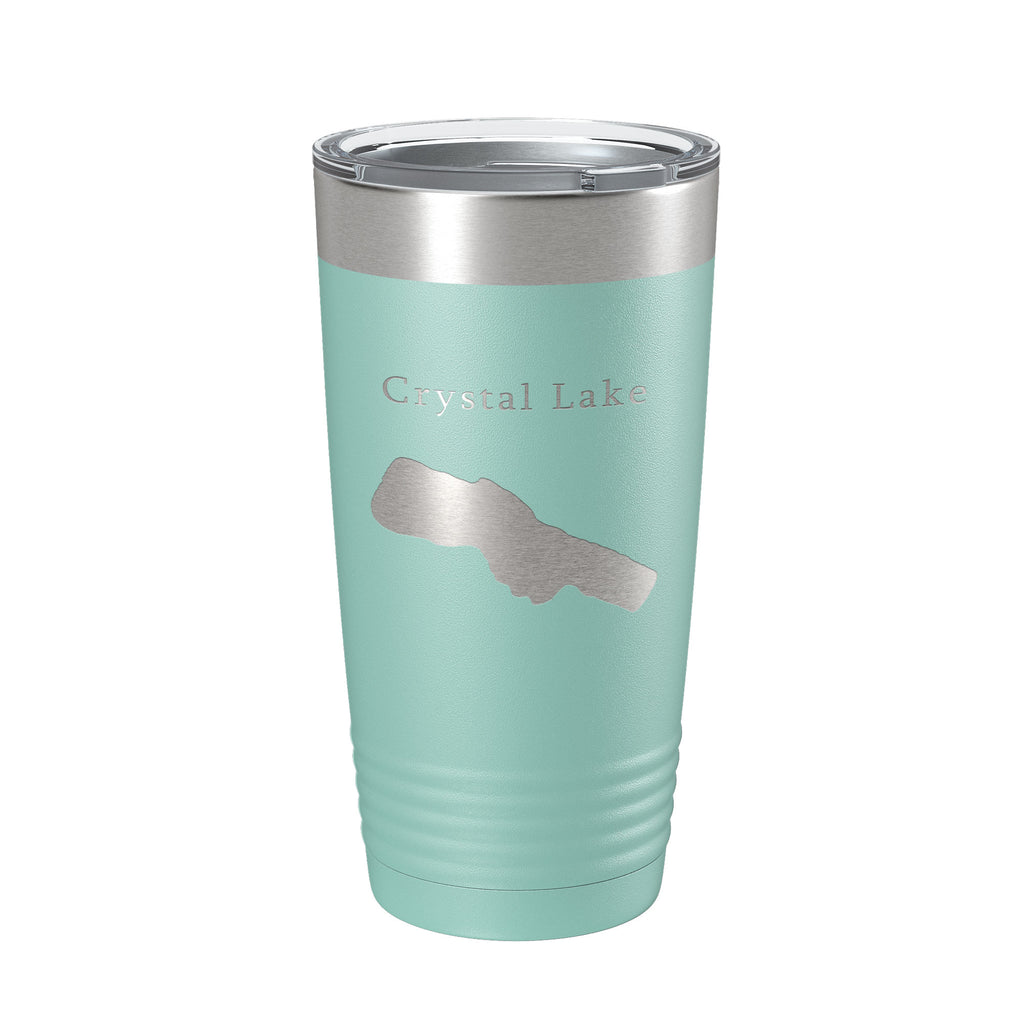 Crystal Lake Map Tumbler Travel Mug Insulated Laser Engraved Coffee Cup Michigan 20 oz