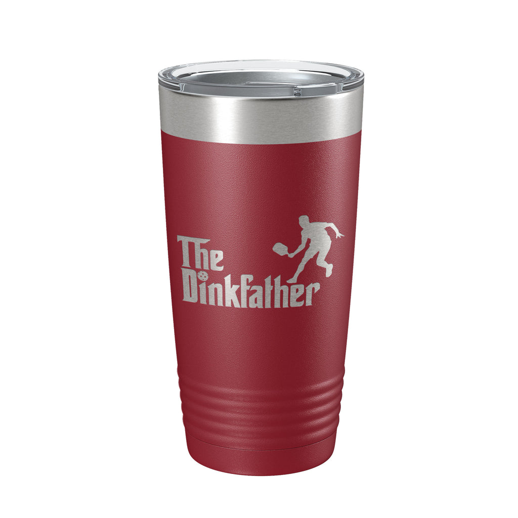 The Dinkfather Tumbler Funny Pickleball Travel Mug Insulated Laser Engraved Coffee Cup Pickle Ball Gift 20 oz