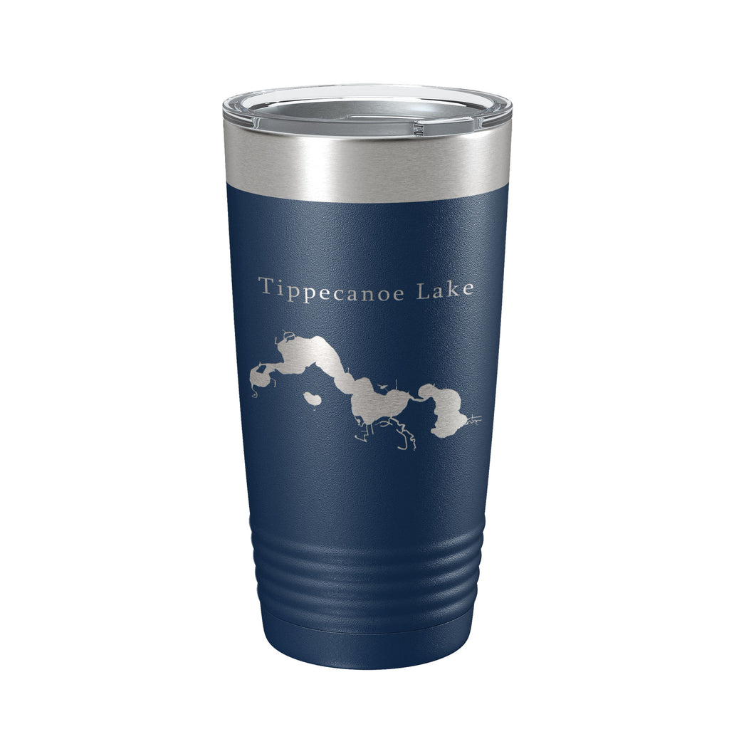 Tippecanoe Lake Map Tumbler Travel Mug Insulated Laser Engraved Coffee Cup Indiana 20 oz