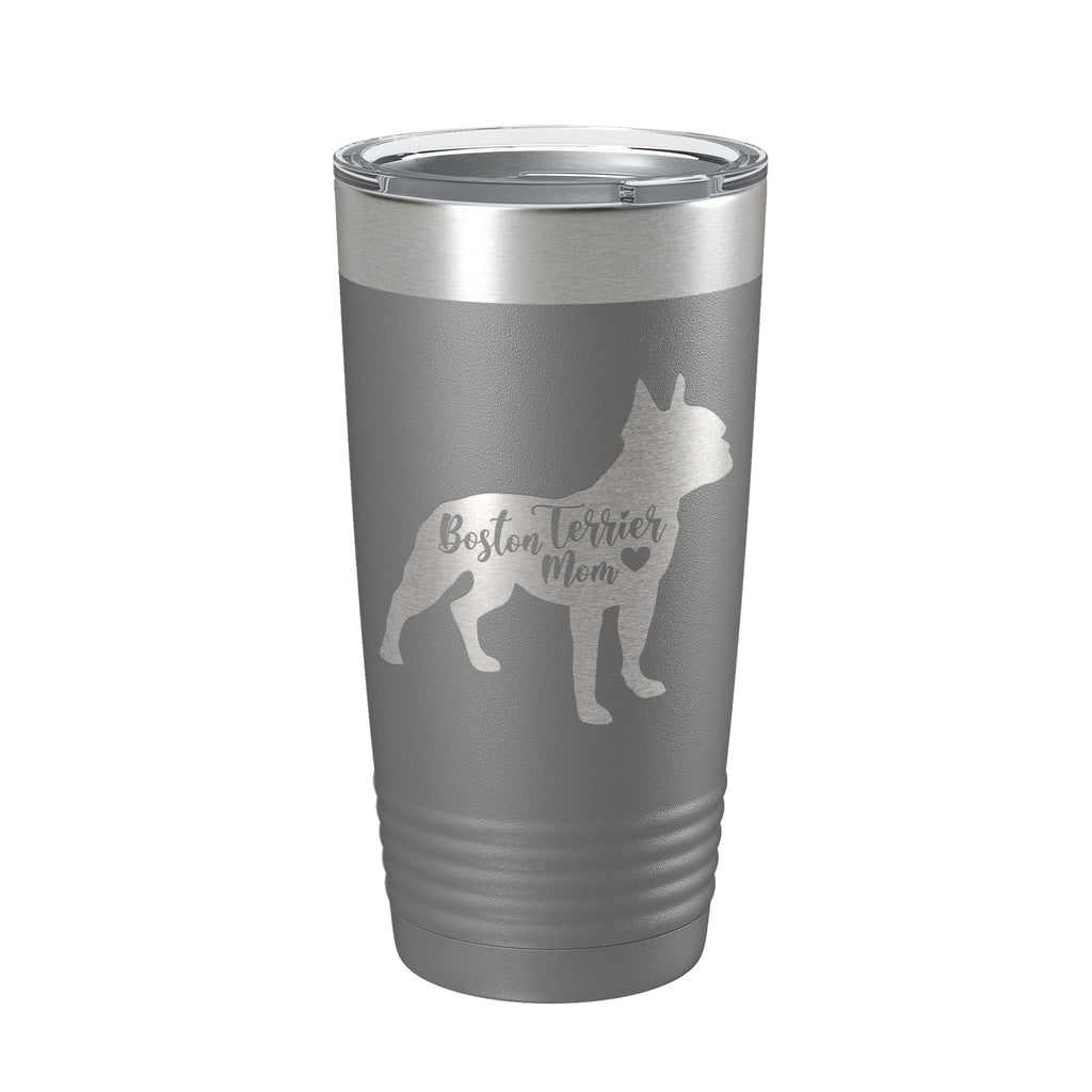 Boston Terrier Mom Tumbler Dog Travel Mug Gift Insulated Laser Engraved Coffee Cup 20 oz