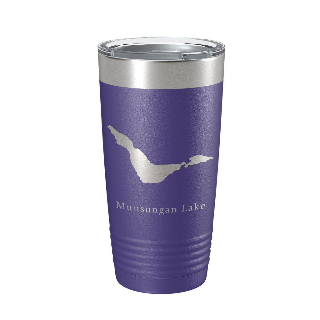 Munsungan Lake Map Tumbler Travel Mug Insulated Laser Engraved Coffee Cup Maine 20 oz