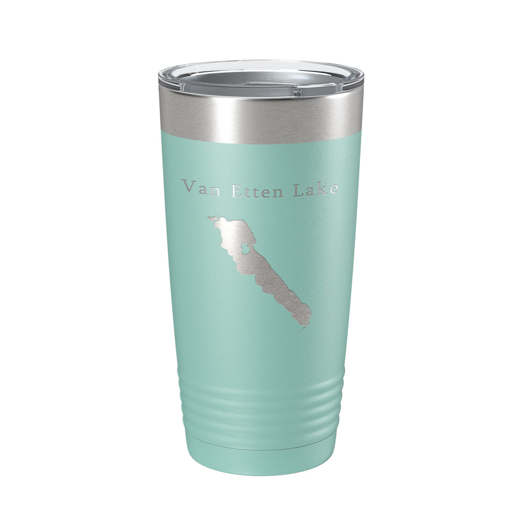 Van Etten Lake Map Tumbler Travel Mug Insulated Laser Engraved Coffee Cup Michigan 20 oz