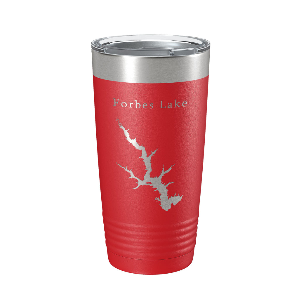 Forbes Lake Map Tumbler Travel Mug Insulated Laser Engraved Coffee Cup Illinois 20 oz