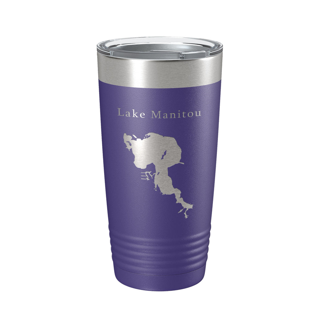 Lake Manitou Map Tumbler Travel Mug Insulated Laser Engraved Coffee Cup Indiana 20 oz