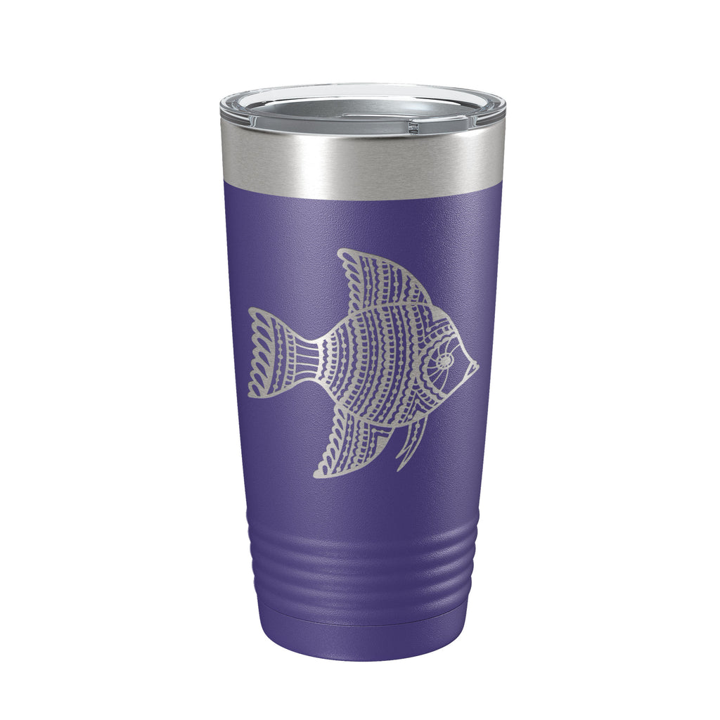 Fish Tumbler Zentangle Travel Mug Insulated Laser Engraved Coffee Cup 20 oz