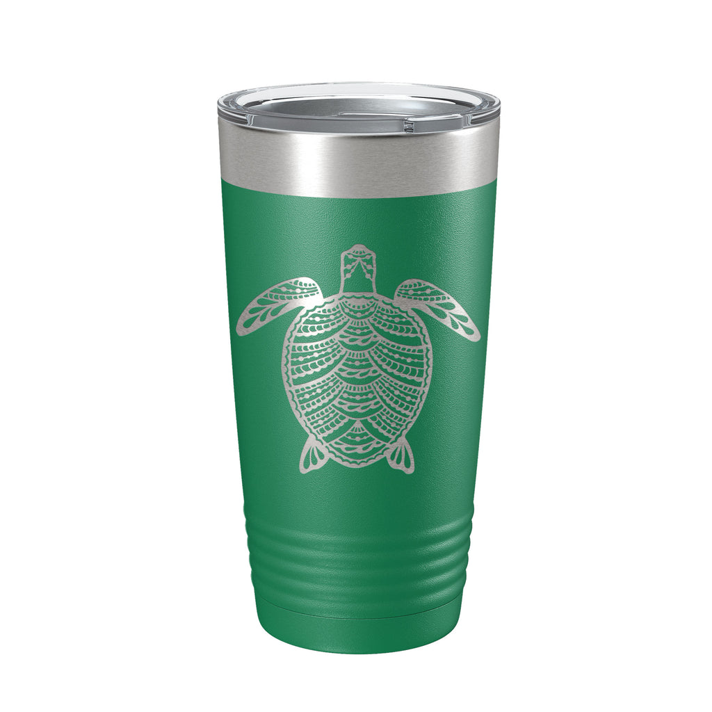 Sea Turtle Tumbler Zentangle Travel Mug Insulated Laser Engraved Coffee Cup 20 oz