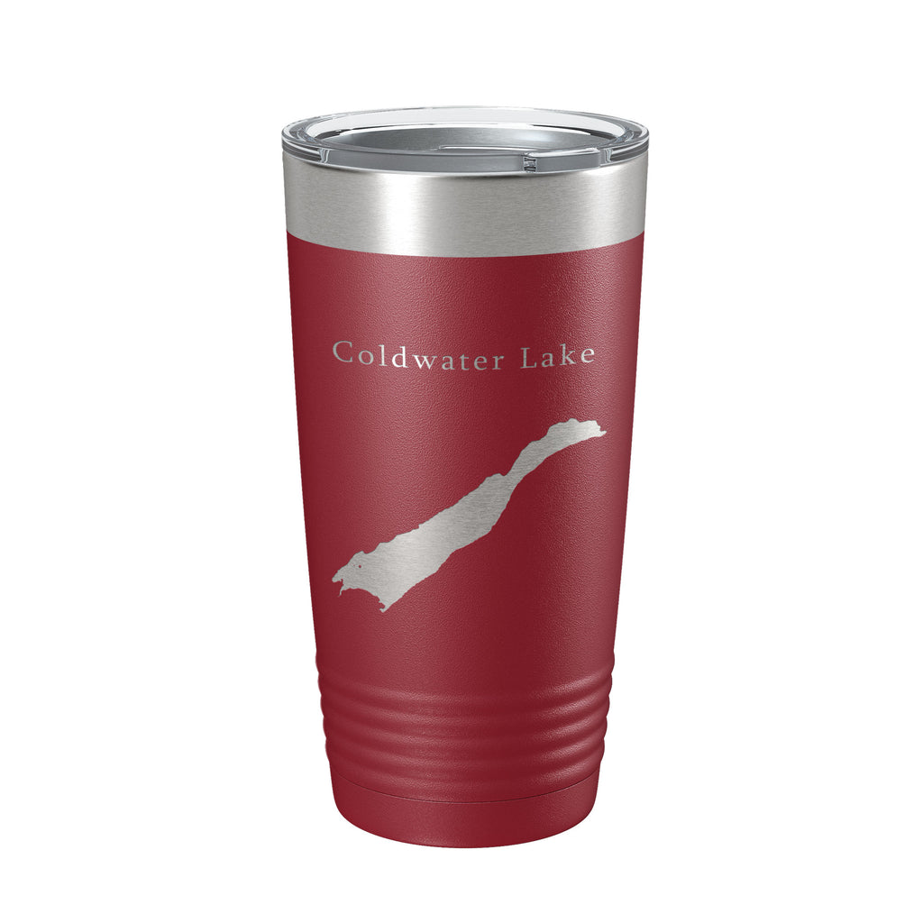 Coldwater Lake Map Tumbler Travel Mug Insulated Laser Engraved Coffee Cup Washington 20 oz