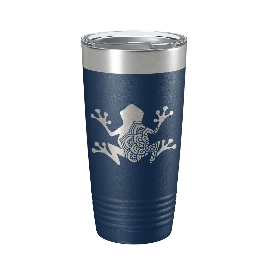 Frog Mandala Tumbler Travel Mug Insulated Laser Engraved Coffee Cup Frog Zentangle Pattern Design Gift 20 oz