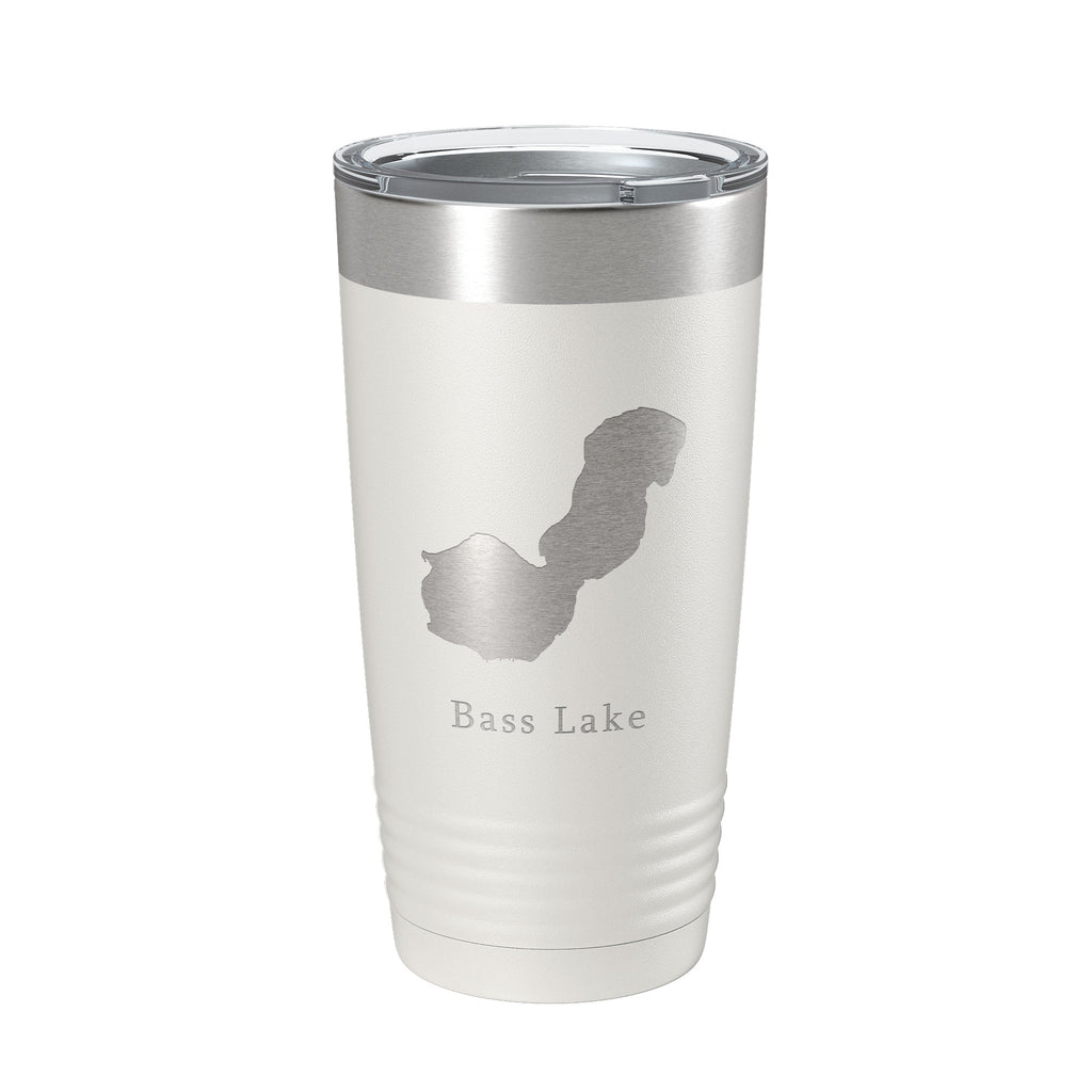 Bass Lake Map Tumbler Travel Mug Insulated Laser Engraved Coffee Cup Indiana 20 oz