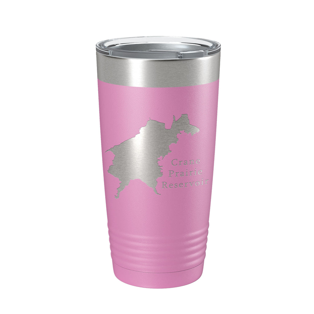 Crane Prairie Reservoir Tumbler Lake Map Travel Mug Insulated Laser Engraved Coffee Cup Oregon 20 oz