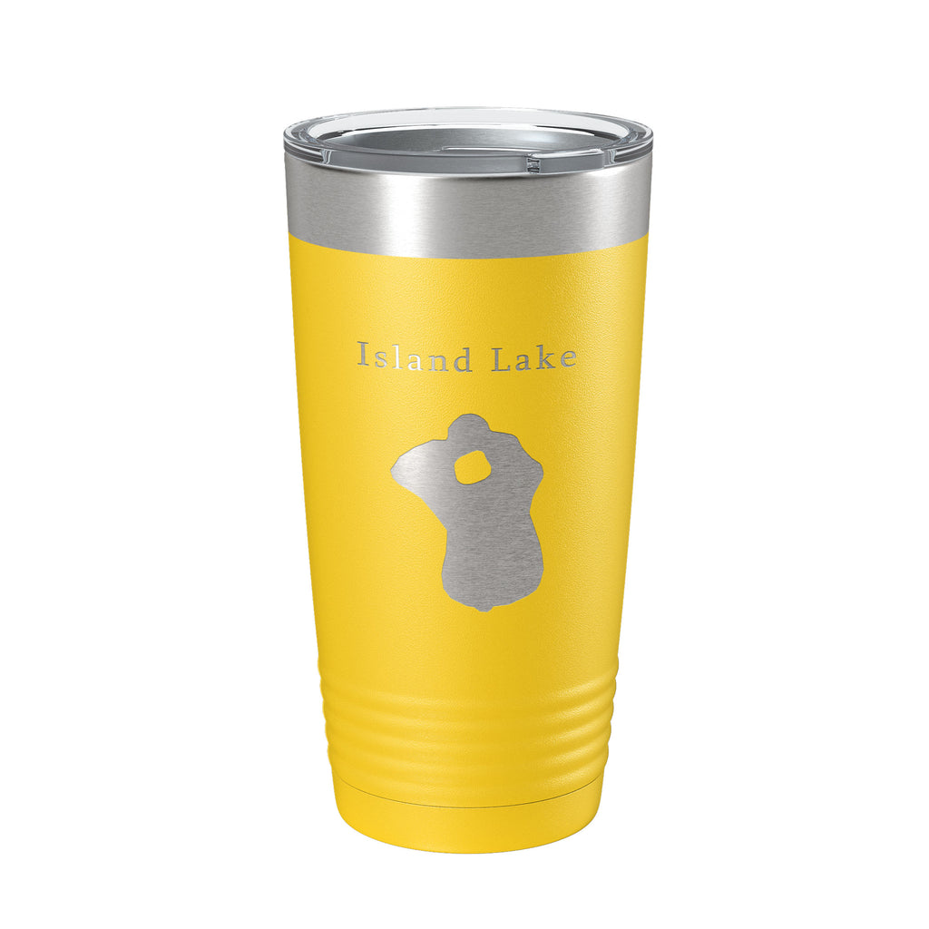 Island Lake Map Tumbler Travel Mug Insulated Laser Engraved Coffee Cup Florida 20 oz