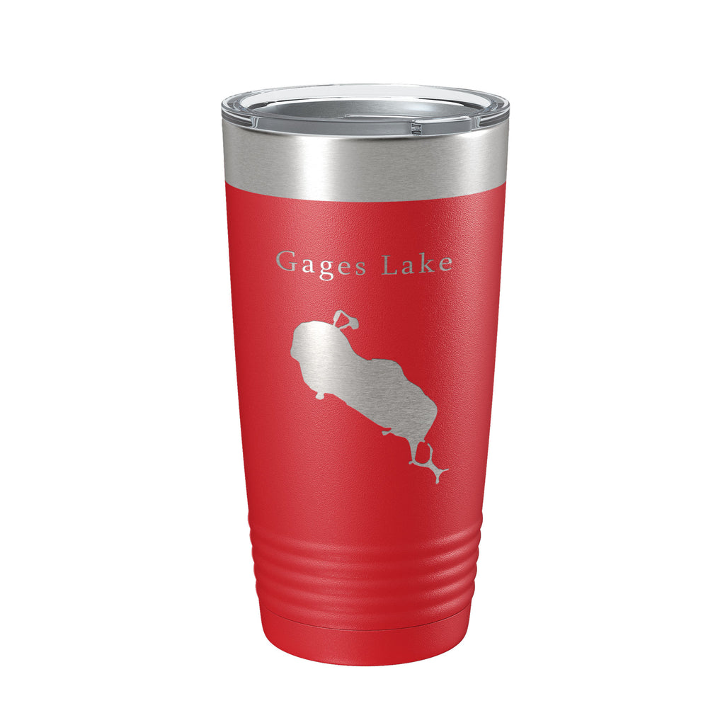 Gages Lake Map Tumbler Travel Mug Insulated Laser Engraved Coffee Cup Illinois 20 oz