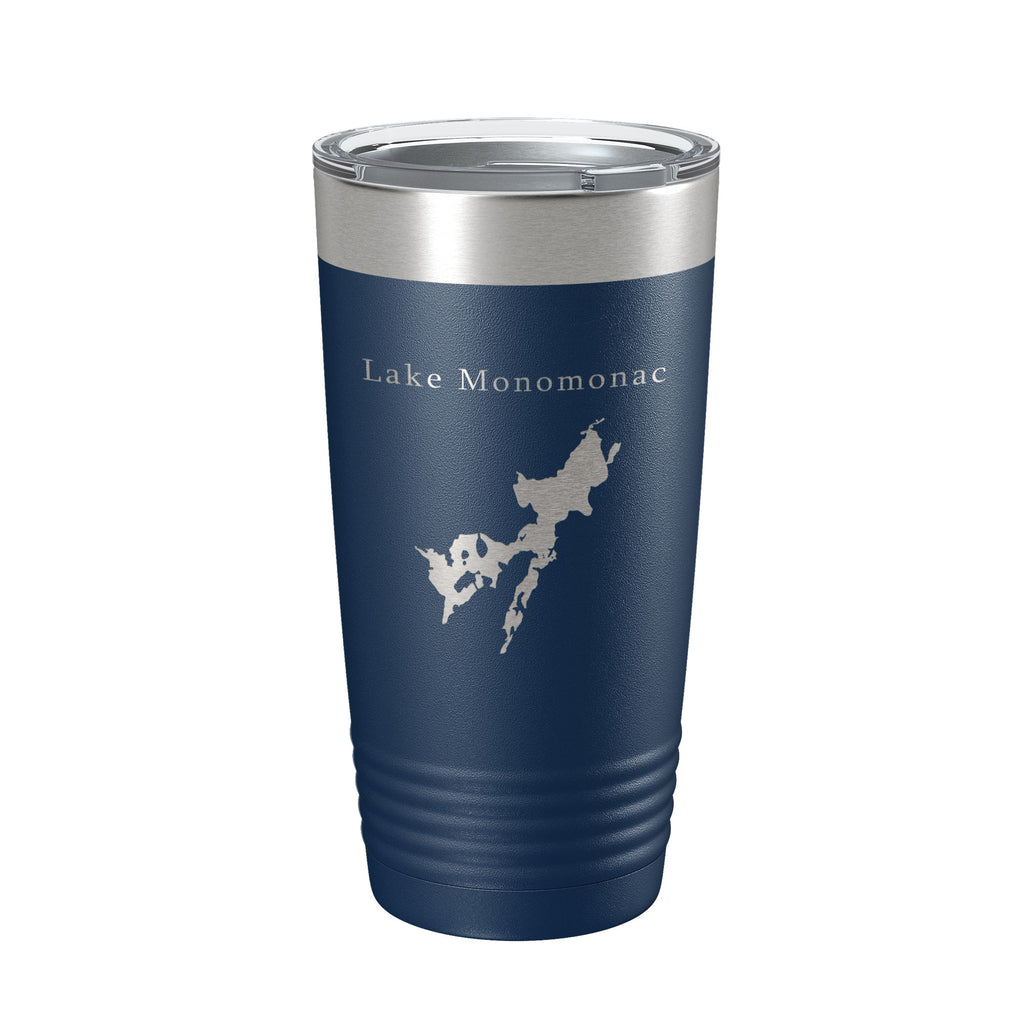 Lake Monomonac Map Tumbler Travel Mug Insulated Laser Engraved Coffee Cup Massachusetts New Hampshire 20 oz