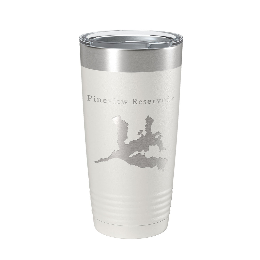 Pineview Reservoir Tumbler Lake Map Travel Mug Insulated Laser Engraved Coffee Cup Utah 20 oz